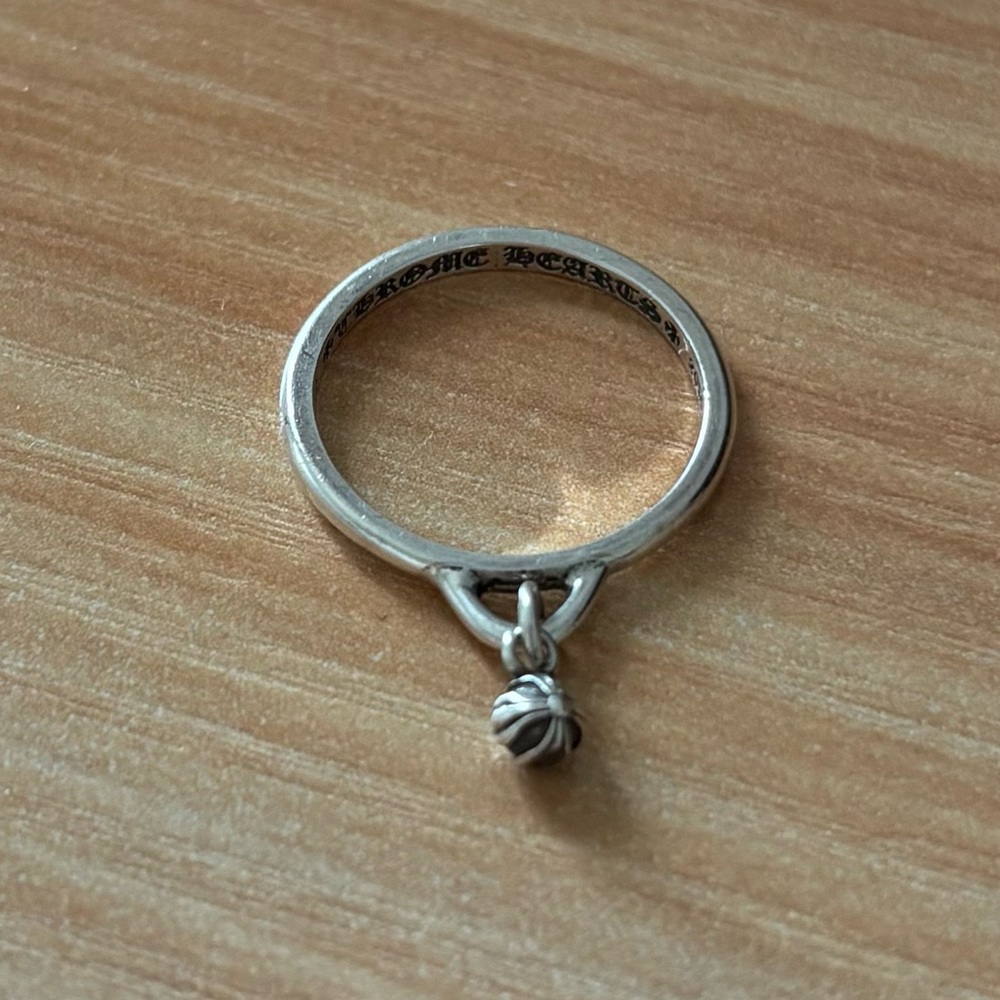 Chrome Hearts Sterling silver ring with dangly cross women size 5